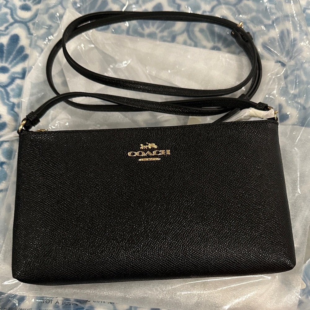 Coach Black Crossbody Bag with Gold Accents
